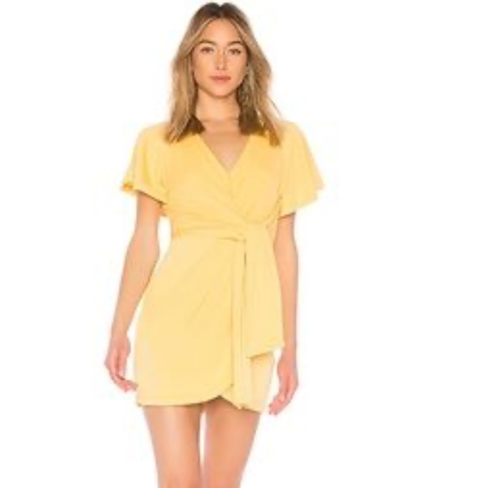 Honey yellow wrap dress
